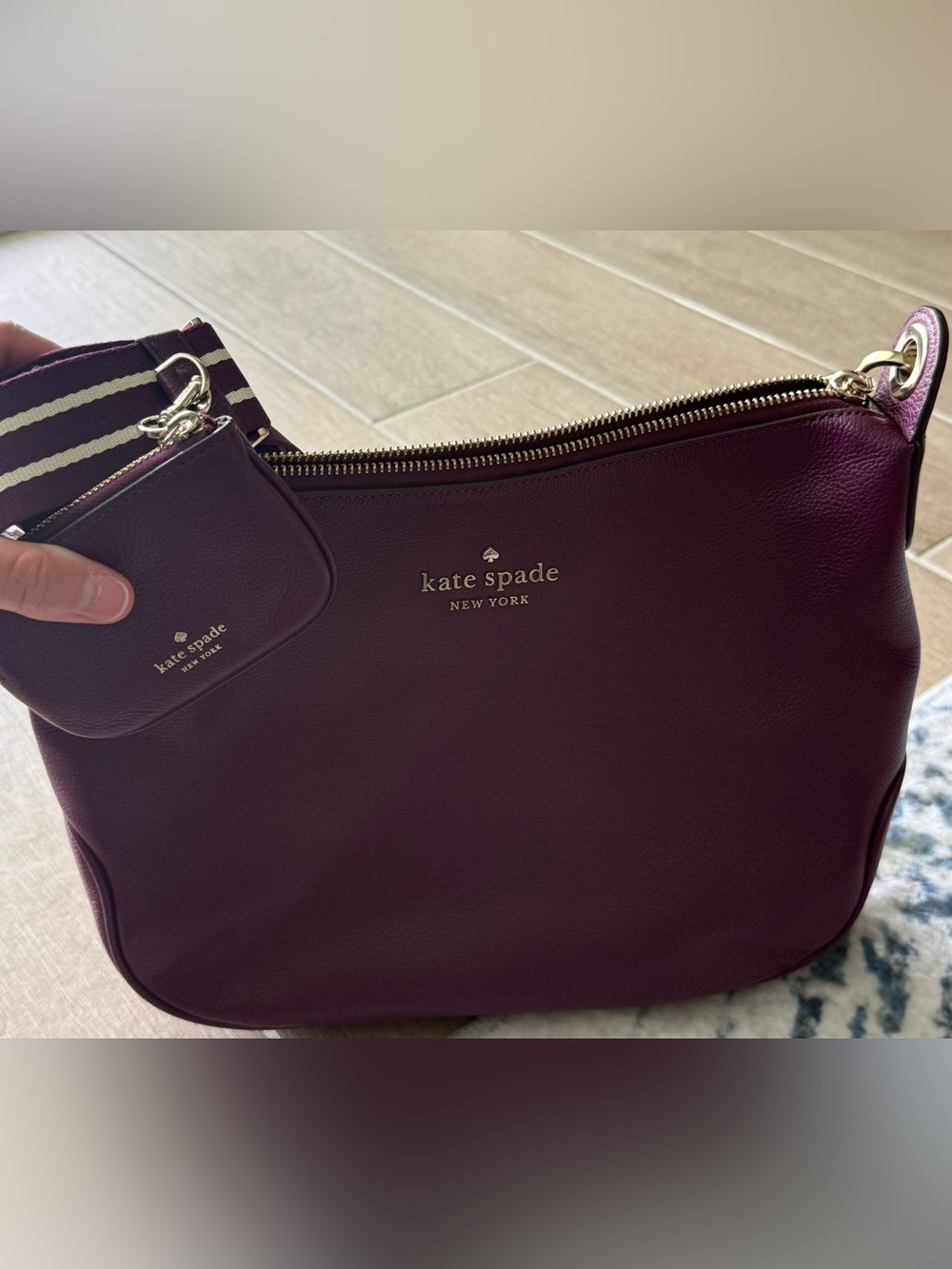 kate spade Plum Leather Shoulder Bag with Gold Hardware